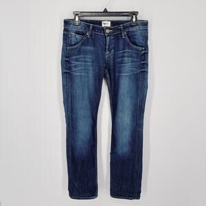 Hudson Jeans Sz 28 Dark Wash 5 Pocket HEMMED Back Flap Pocket Style W429DKC